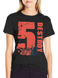 Destroy Graphic Print Black Cotton T-Shirt