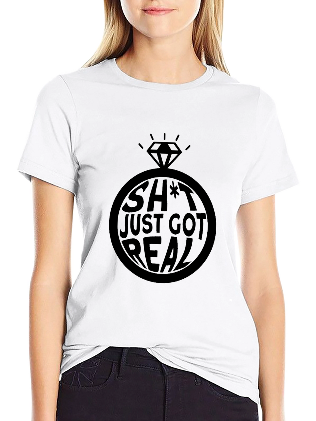 Funny Sh*t Just Got Real Engagement Ring Graphic Tee