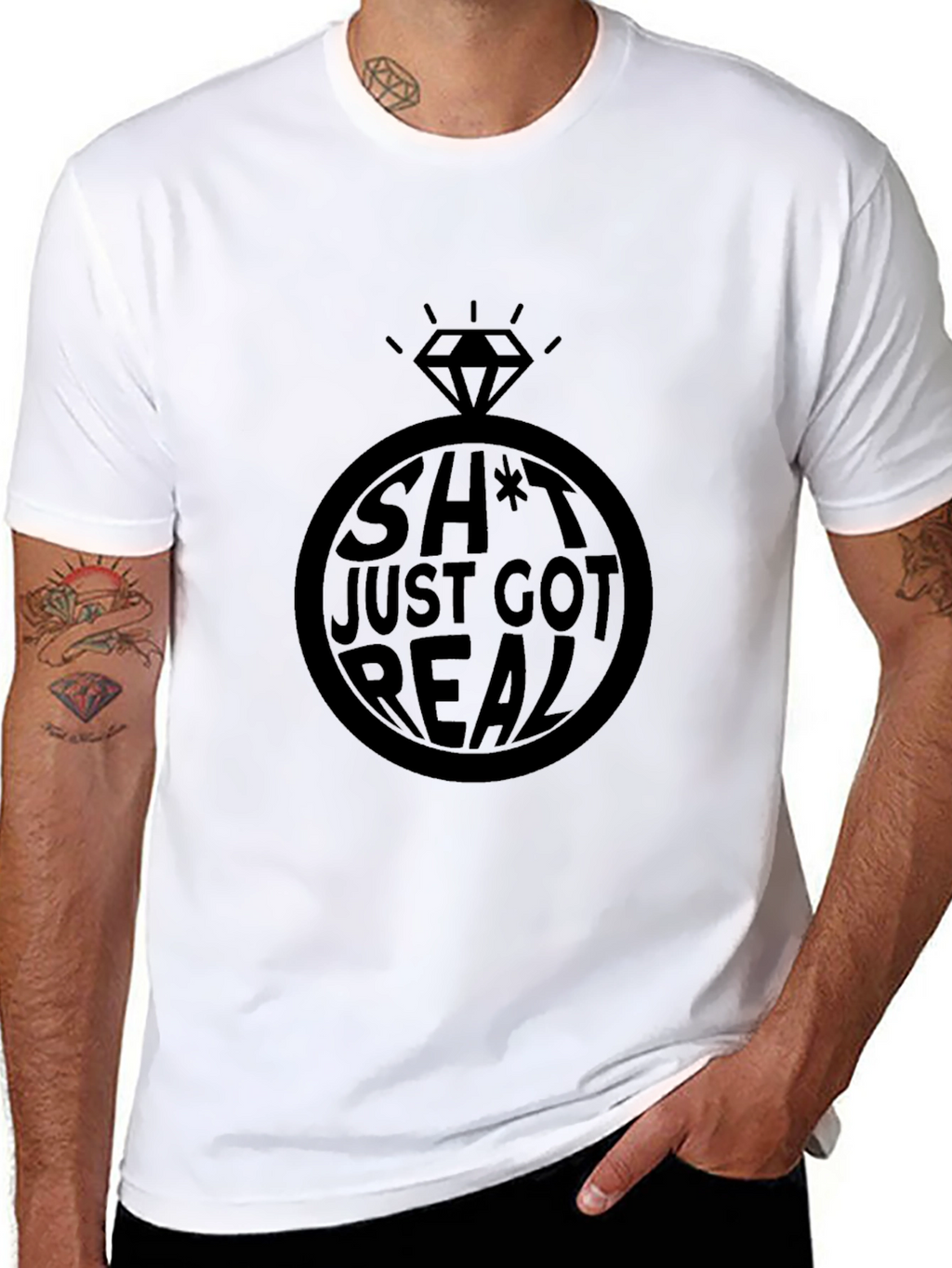 Funny Sh*t Just Got Real Engagement Ring Graphic Tee