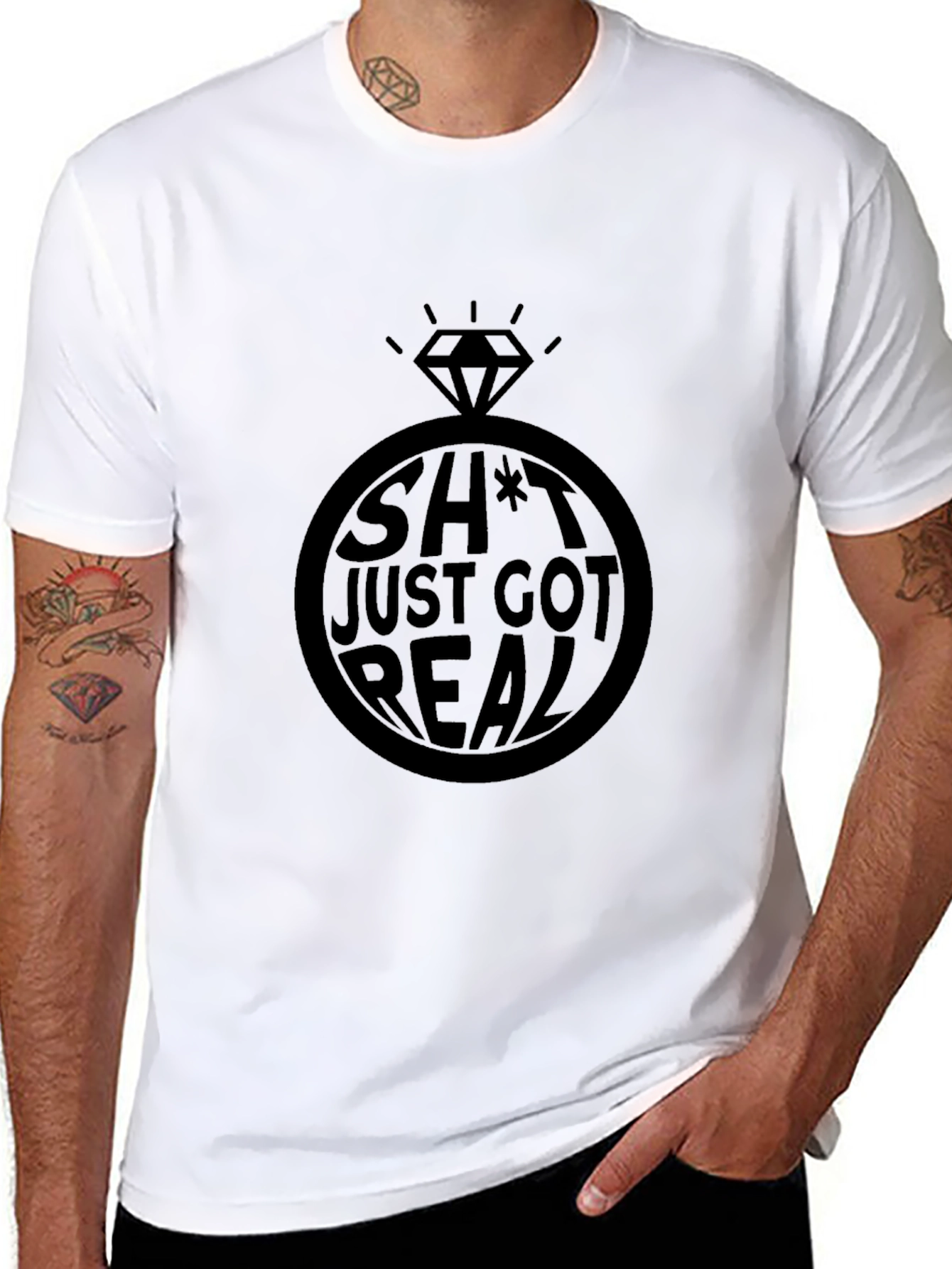 Funny Sh*t Just Got Real Engagement Ring Graphic Tee