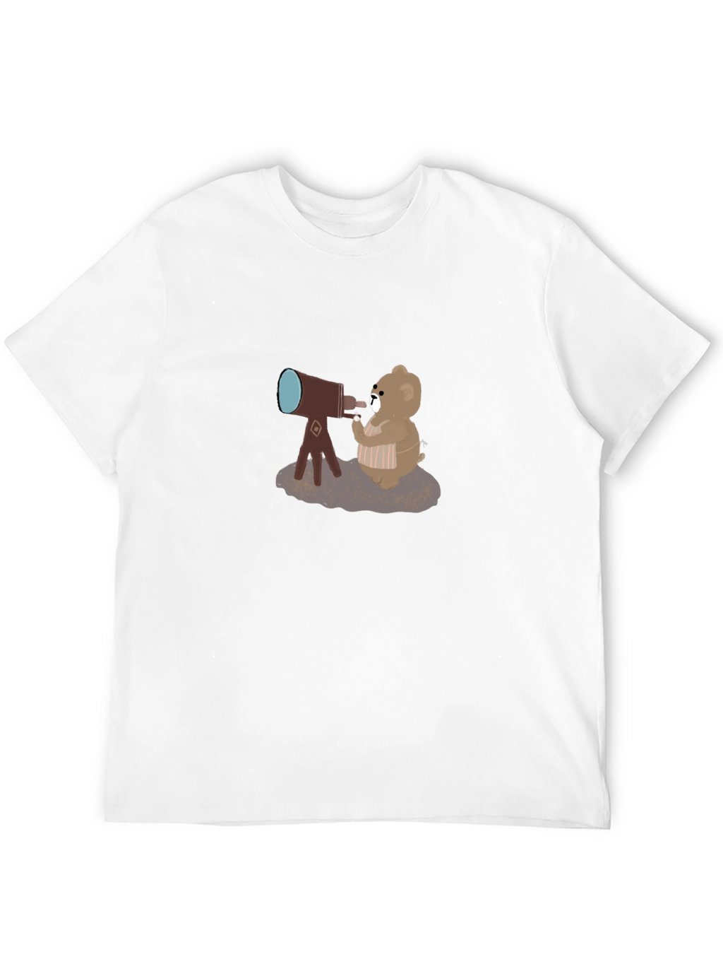 Bear with Telescope Black T-Shirt