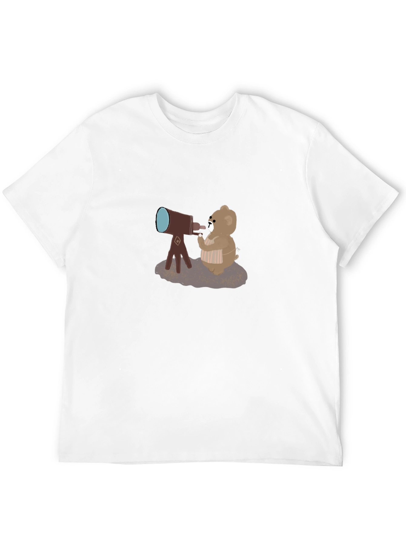 Bear with Telescope Black T-Shirt