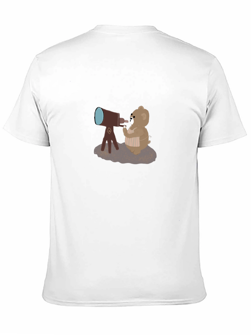 Bear with Telescope Black T-Shirt