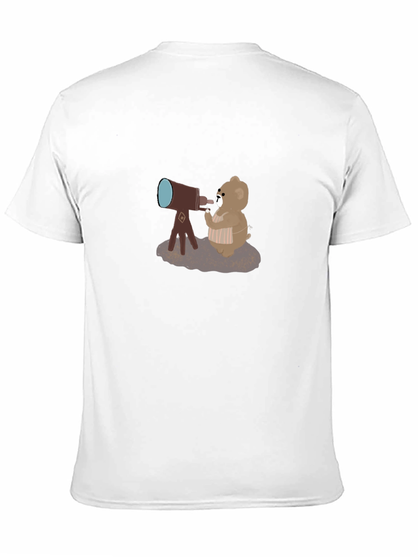 Bear with Telescope Black T-Shirt
