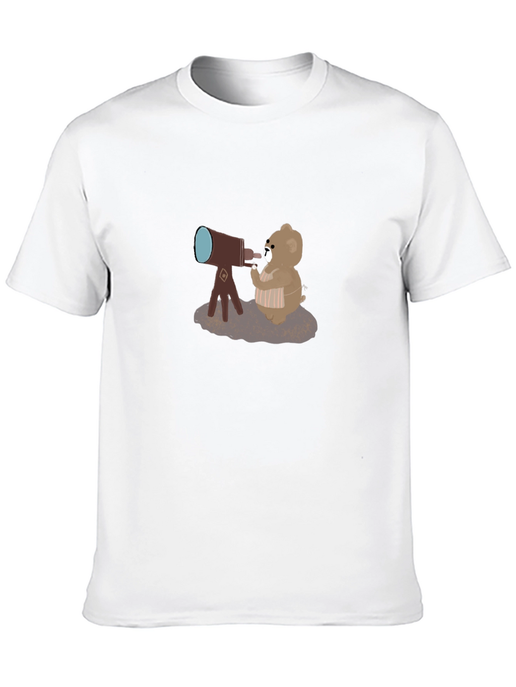 Bear with Telescope Black T-Shirt
