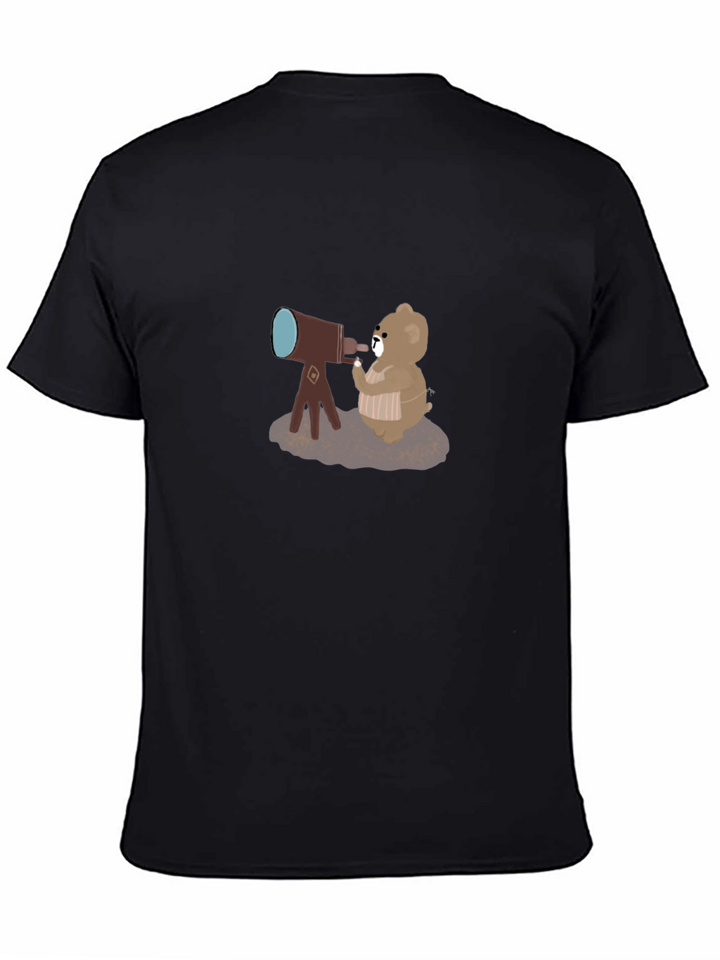 Bear with Telescope Black T-Shirt