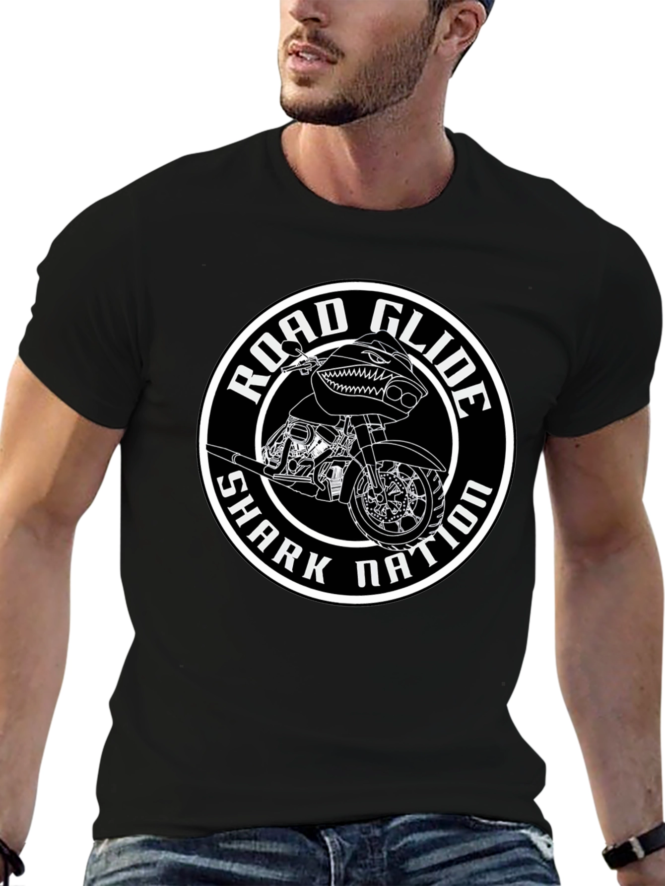 Road Glide Shark Nation Black T-Shirt