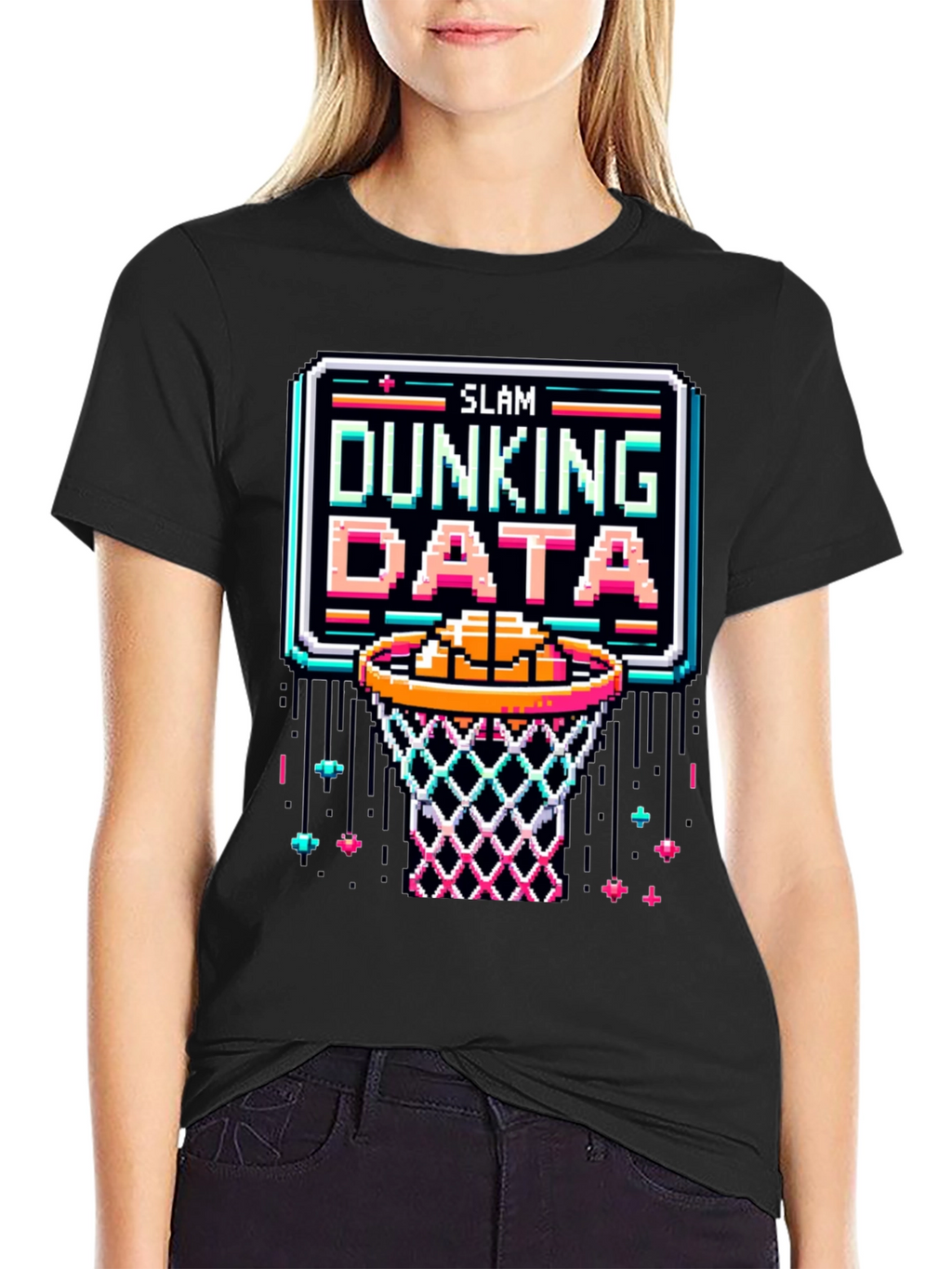Slam Dunking Data Pixel Art T-Shirt