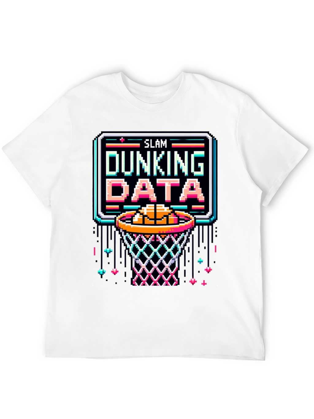 Slam Dunking Data Pixel Art T-Shirt
