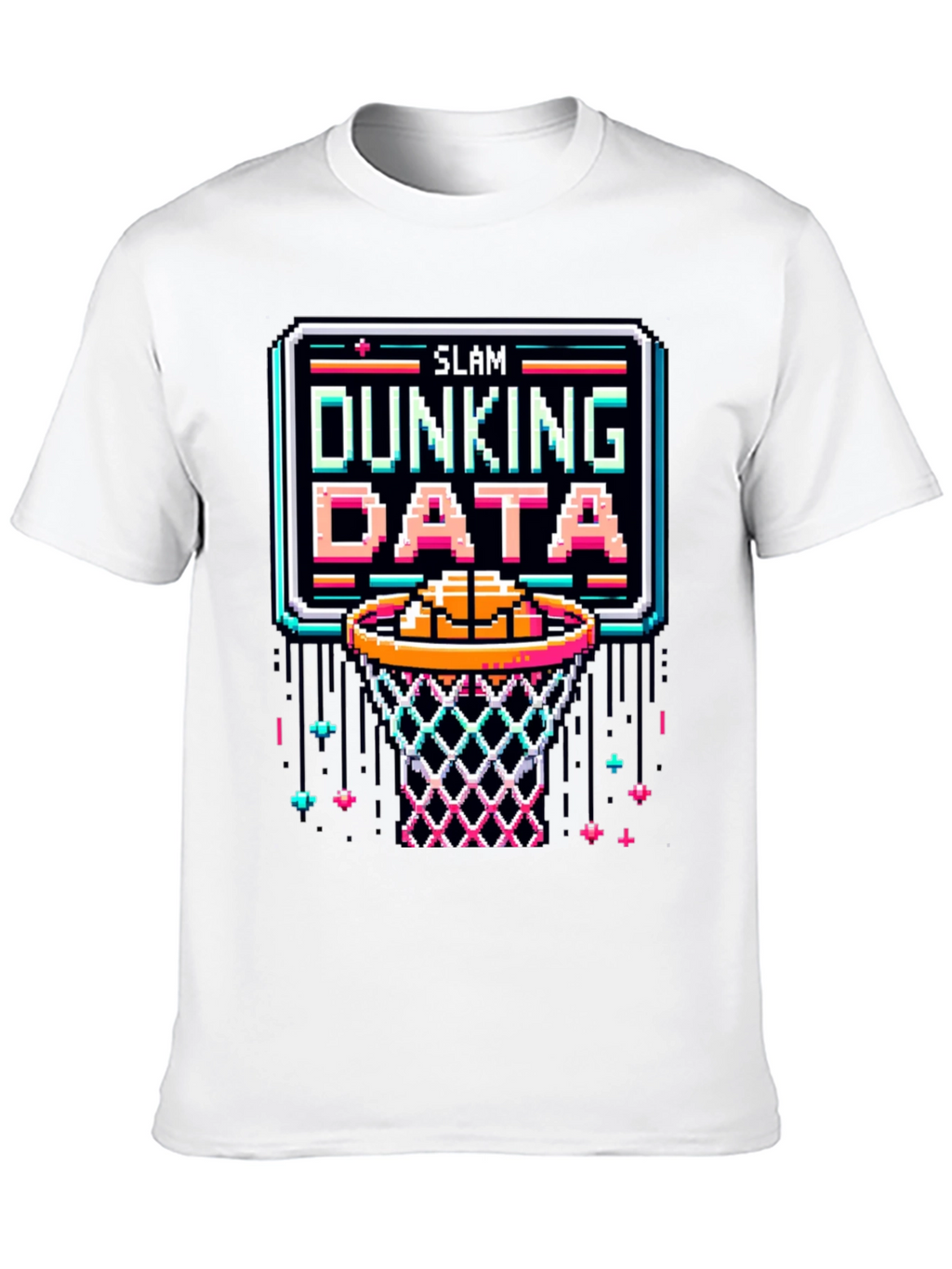 Slam Dunking Data Pixel Art T-Shirt