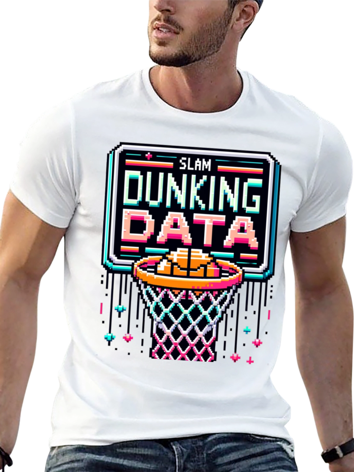 Slam Dunking Data Pixel Art T-Shirt