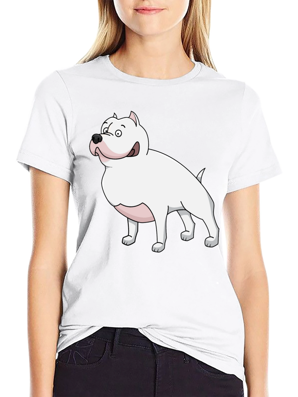 Cartoon Dog Graphic Tee - Black T-Shirt