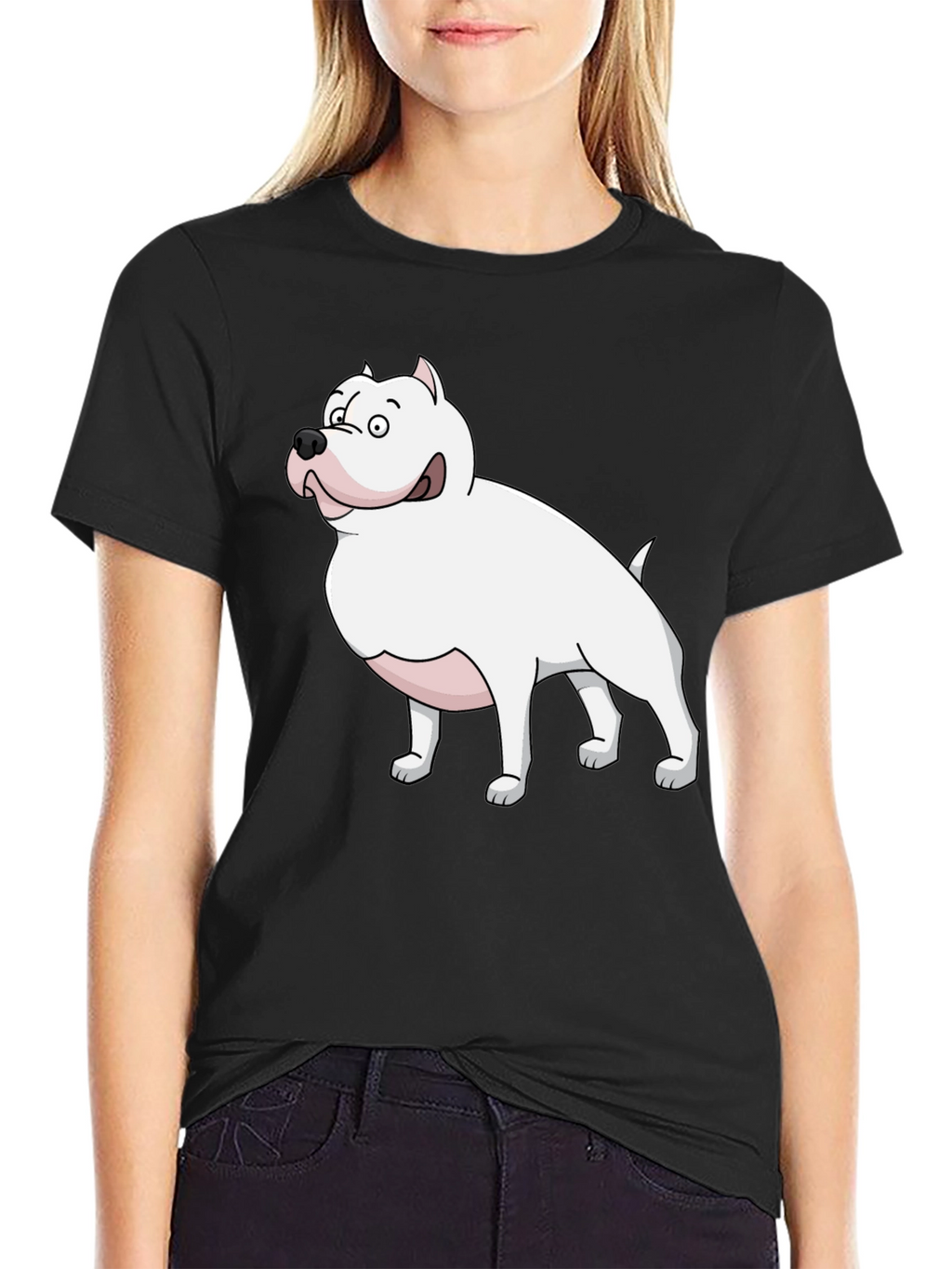 Cartoon Dog Graphic Tee - Black T-Shirt