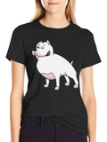 Cartoon Dog Graphic Tee - Black T-Shirt