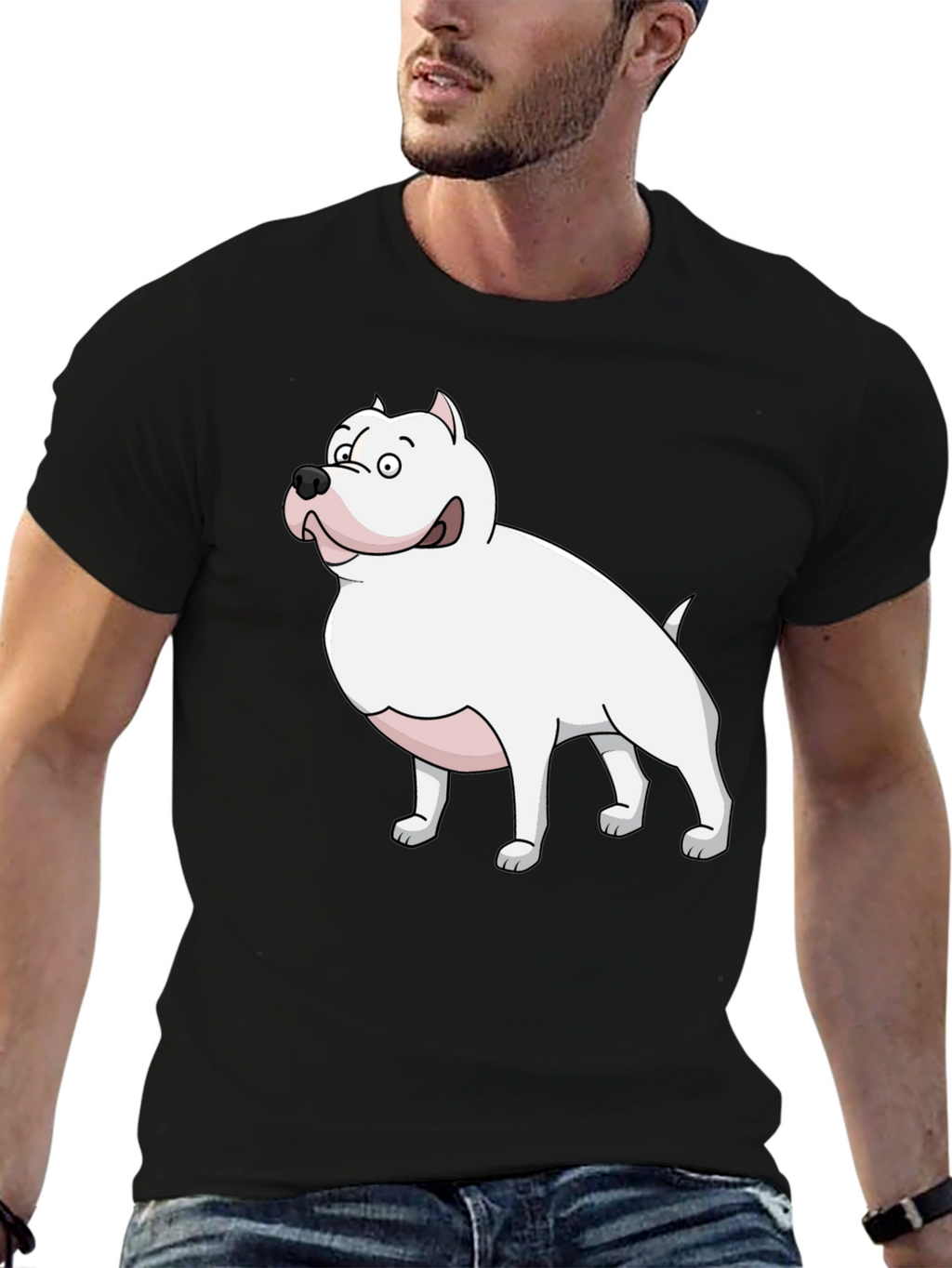 Cartoon Dog Graphic Tee - Black T-Shirt