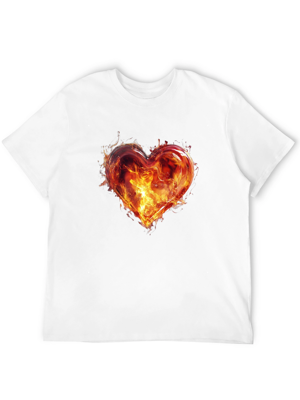 Fiery Heart Graphic T-Shirt - Bold Black Tee