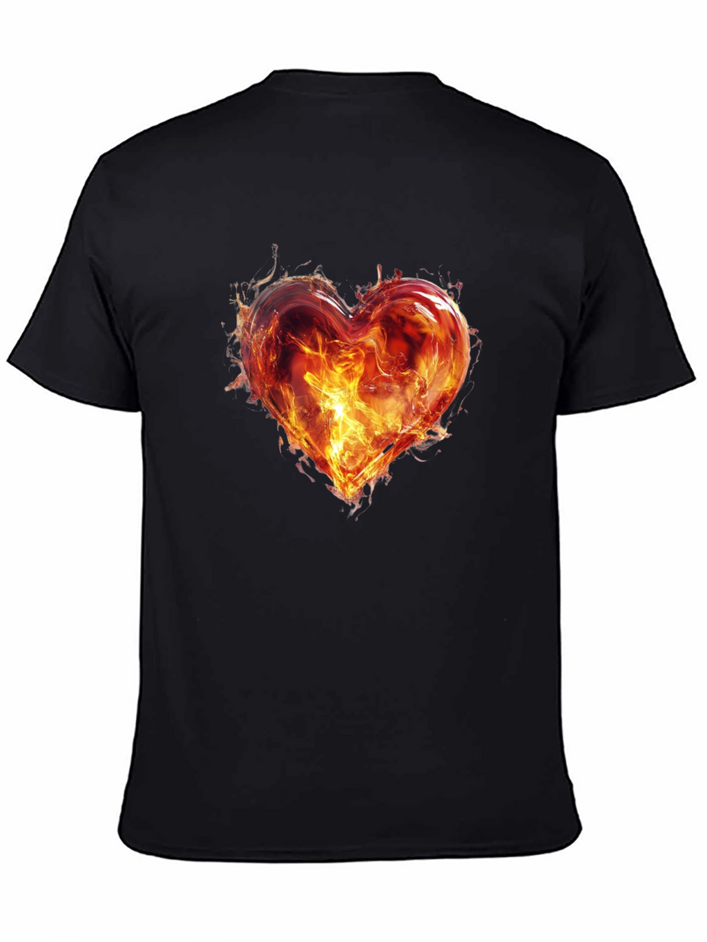 Fiery Heart Graphic T-Shirt - Bold Black Tee