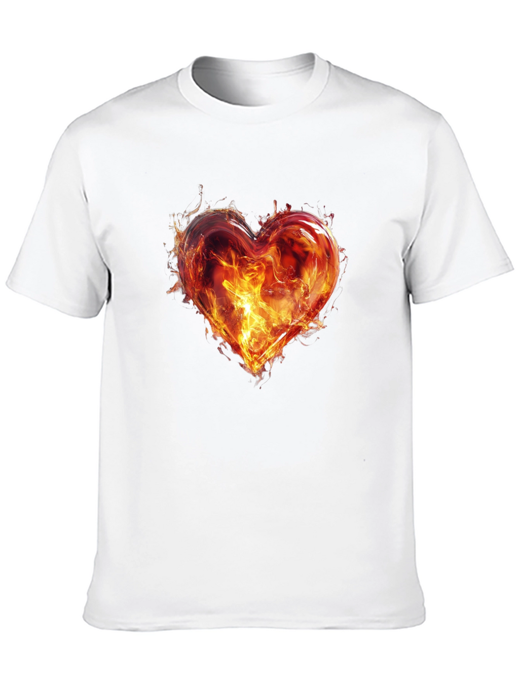 Fiery Heart Graphic T-Shirt - Bold Black Tee