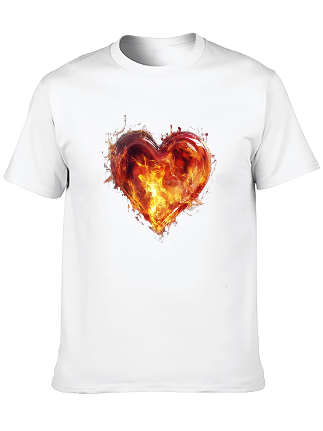 Fiery Heart Graphic T-Shirt - Bold Black Tee