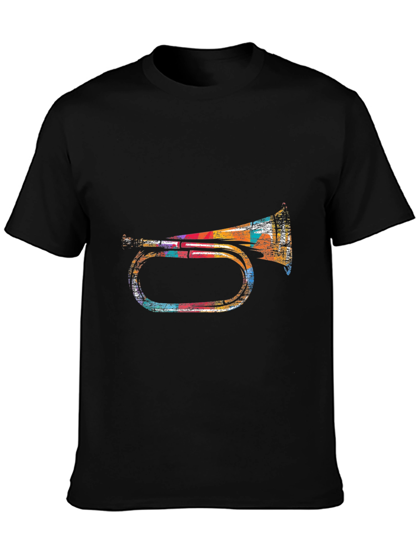 Retro Trumpet Graphic Tee - Black Cotton Blend T-Shirt