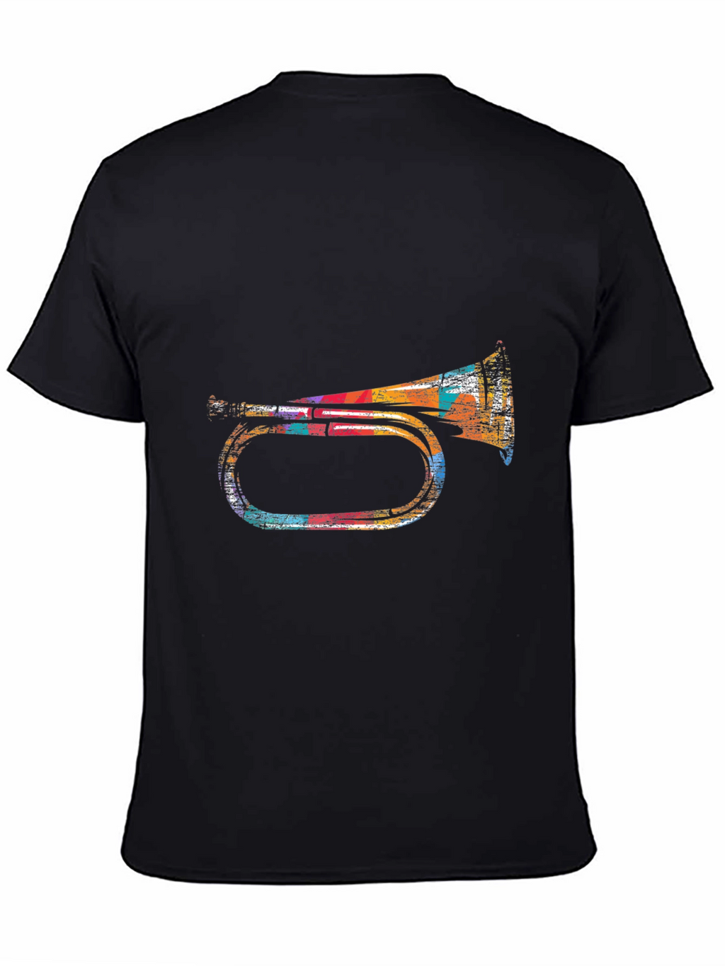Retro Trumpet Graphic Tee - Black Cotton Blend T-Shirt