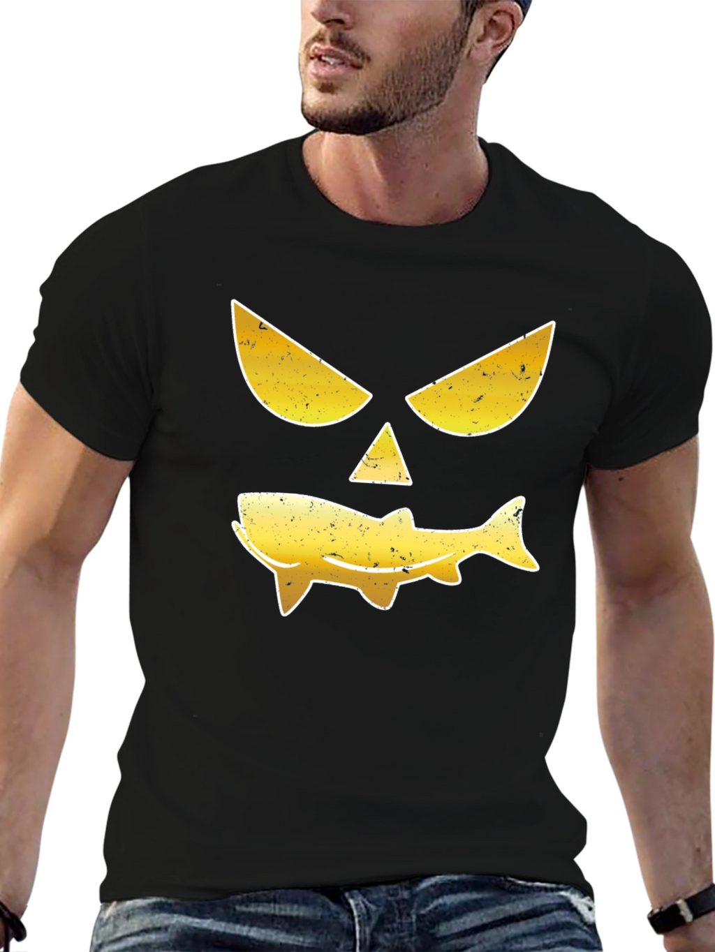 Funny Fish Face Black T-Shirt