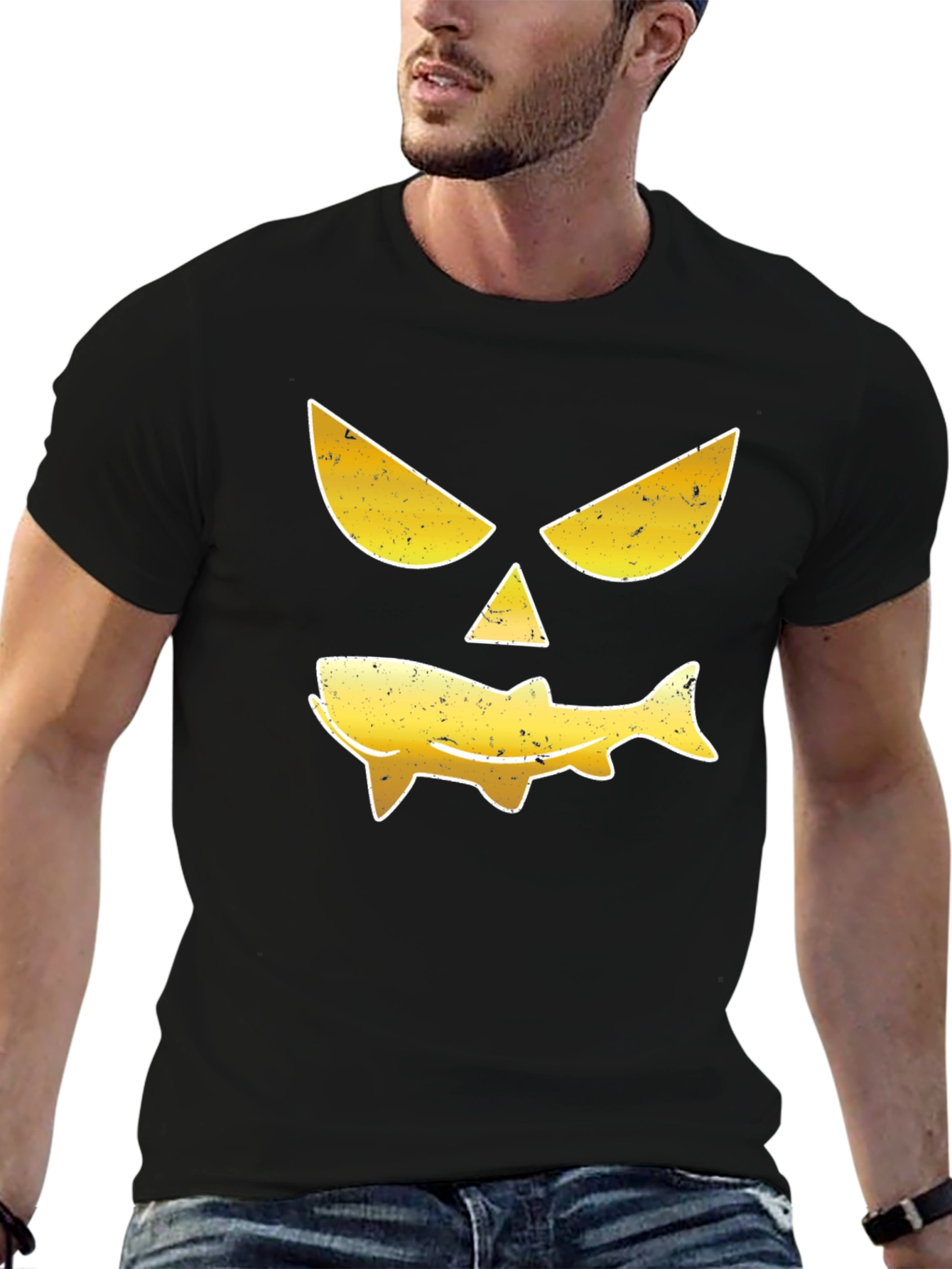 Funny Fish Face Black T-Shirt