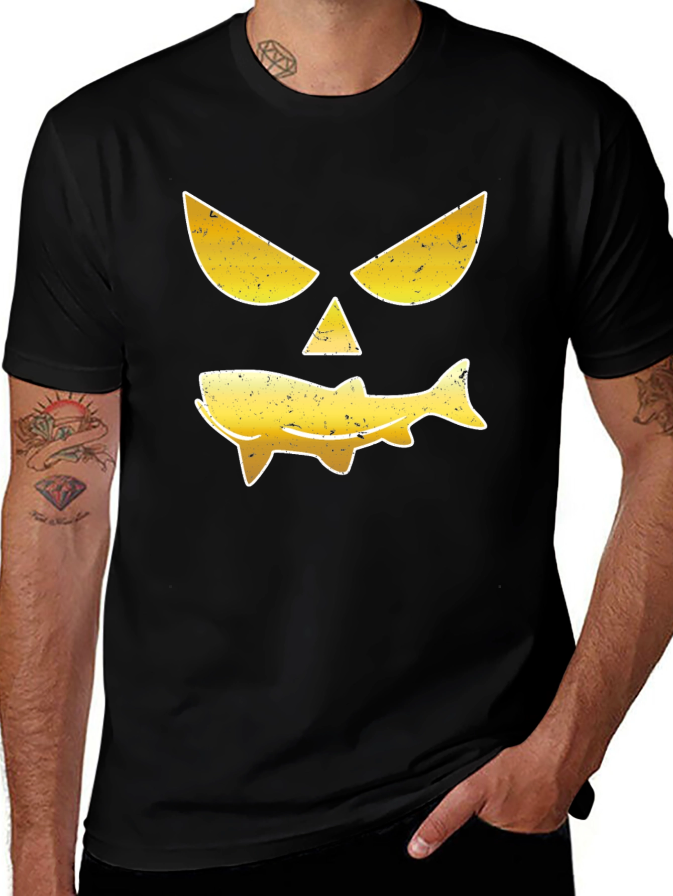 Funny Fish Face Black T-Shirt