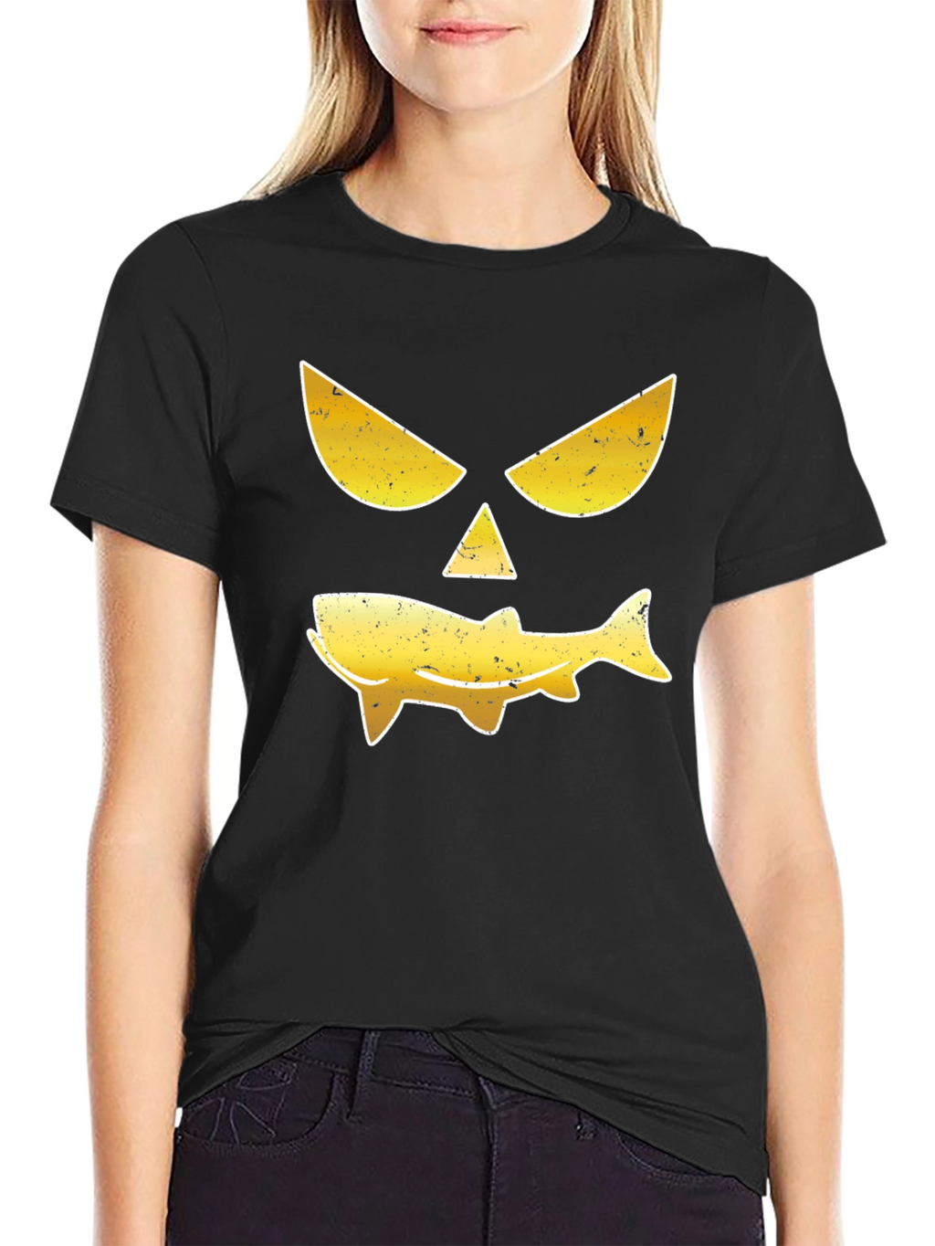 Funny Fish Face Black T-Shirt