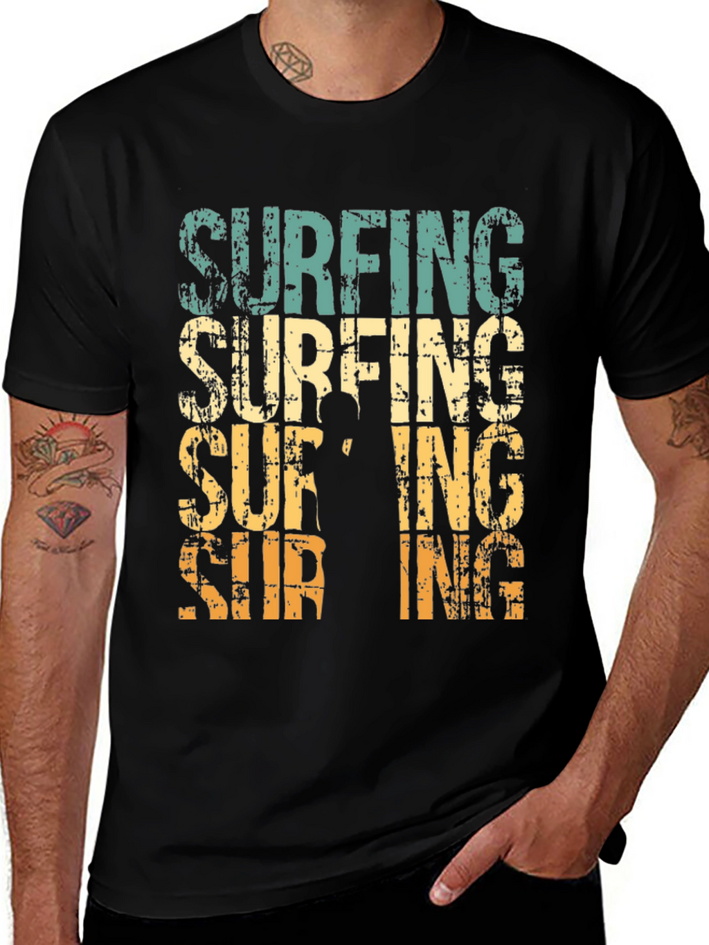 Retro Surfing Graphic T-Shirt - Surfs Up!