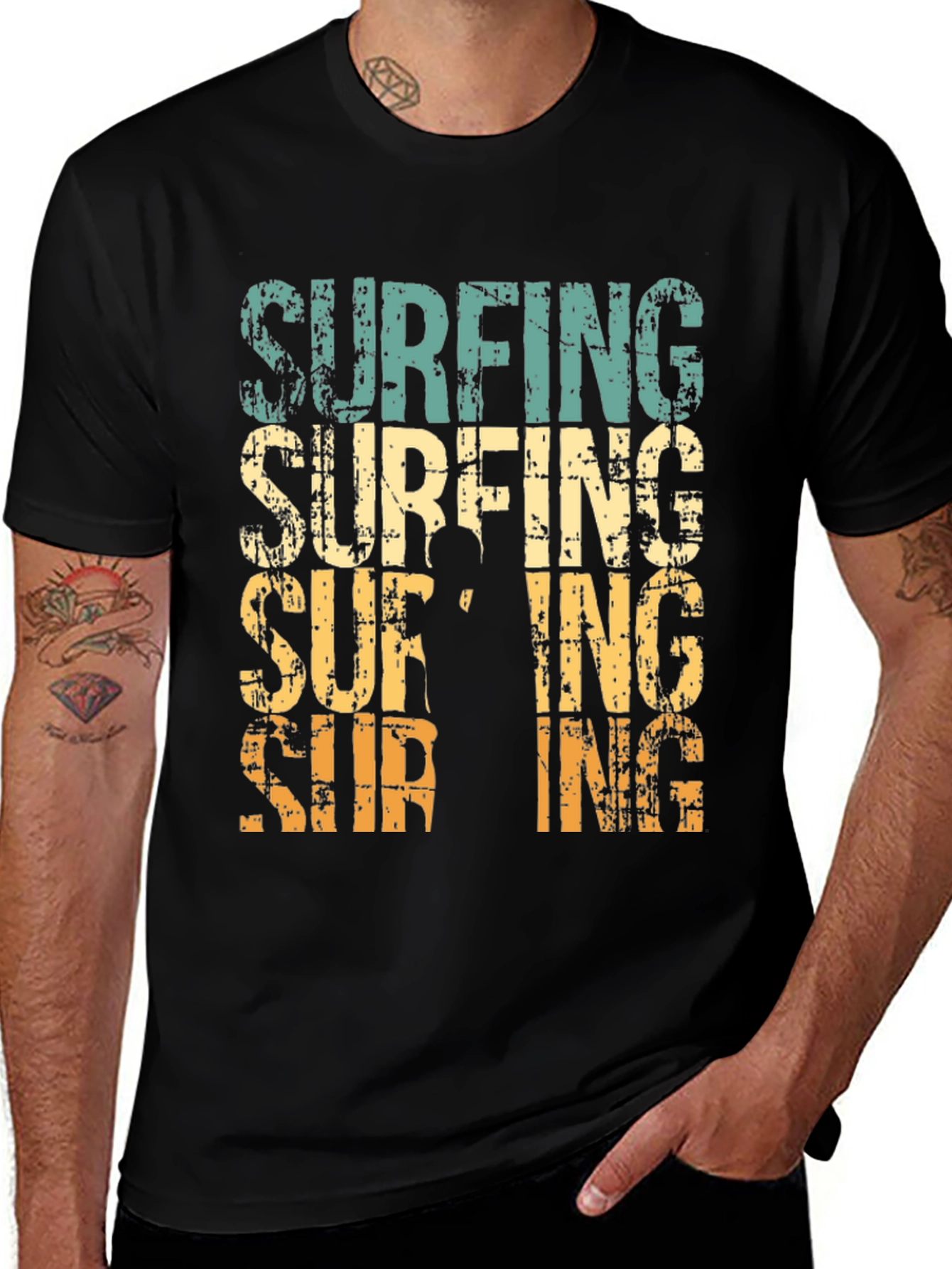 Retro Surfing Graphic T-Shirt - Surfs Up!