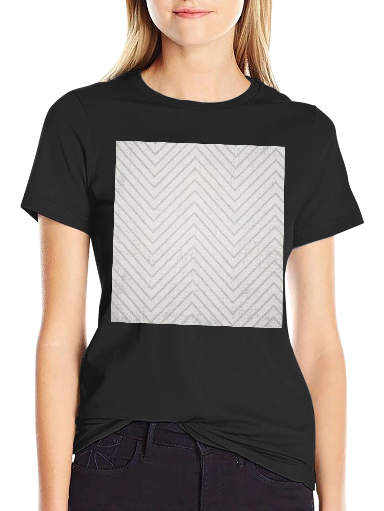 Modern Zig Zag Tee - Black Casual Style