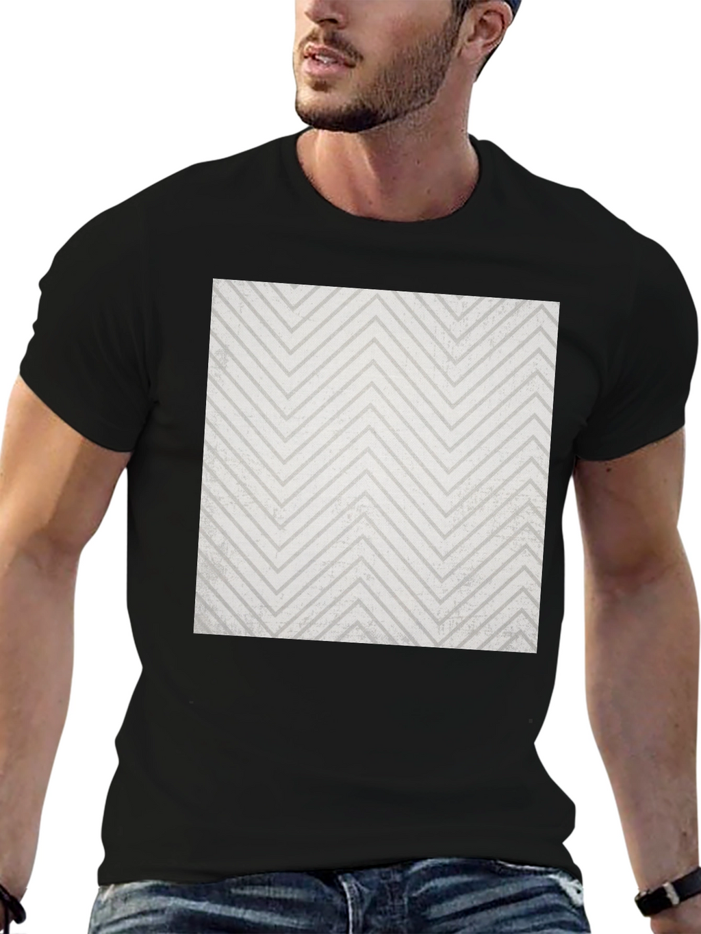 Modern Zig Zag Tee - Black Casual Style