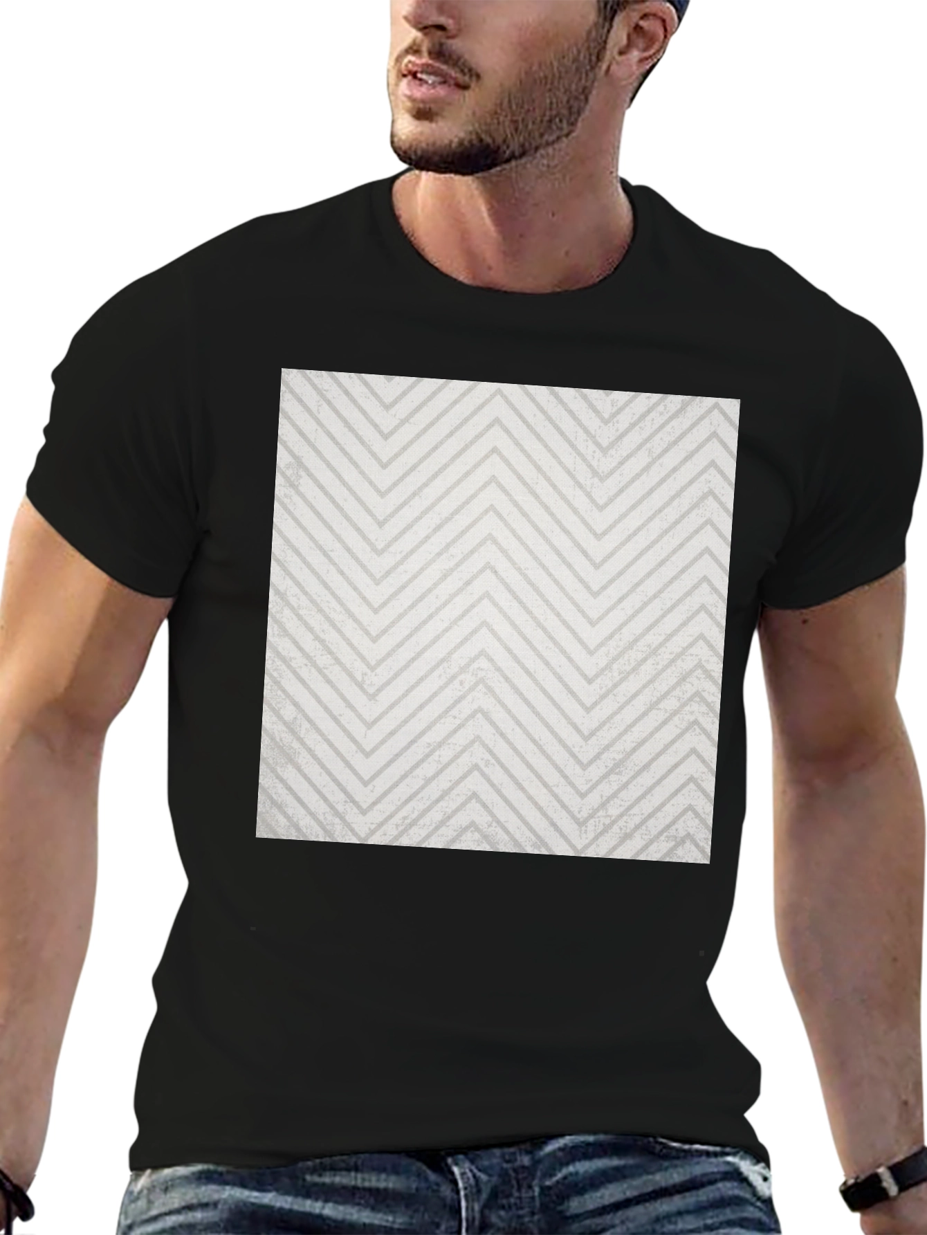 Modern Zig Zag Tee - Black Casual Style