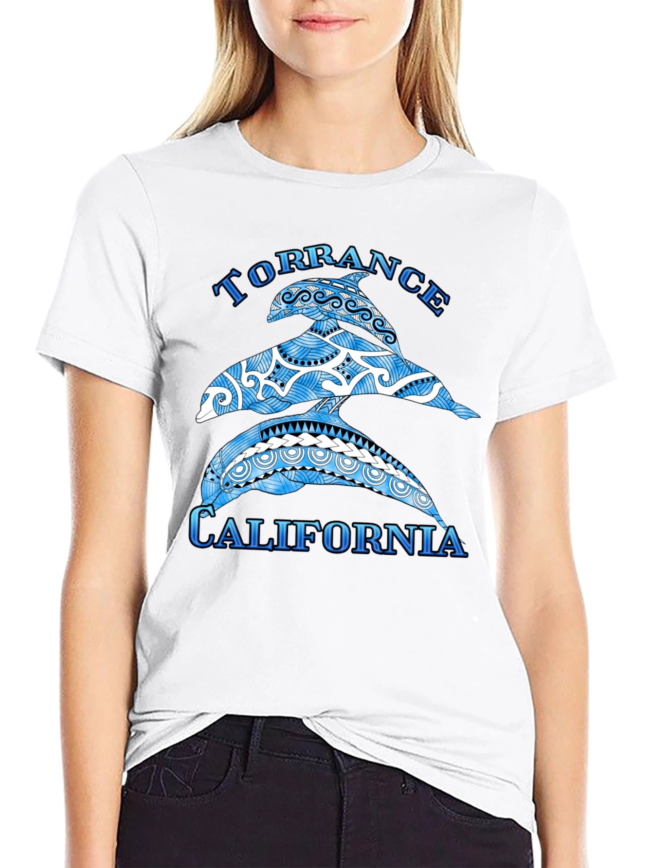 Torrance California Dolphin Black T-Shirt