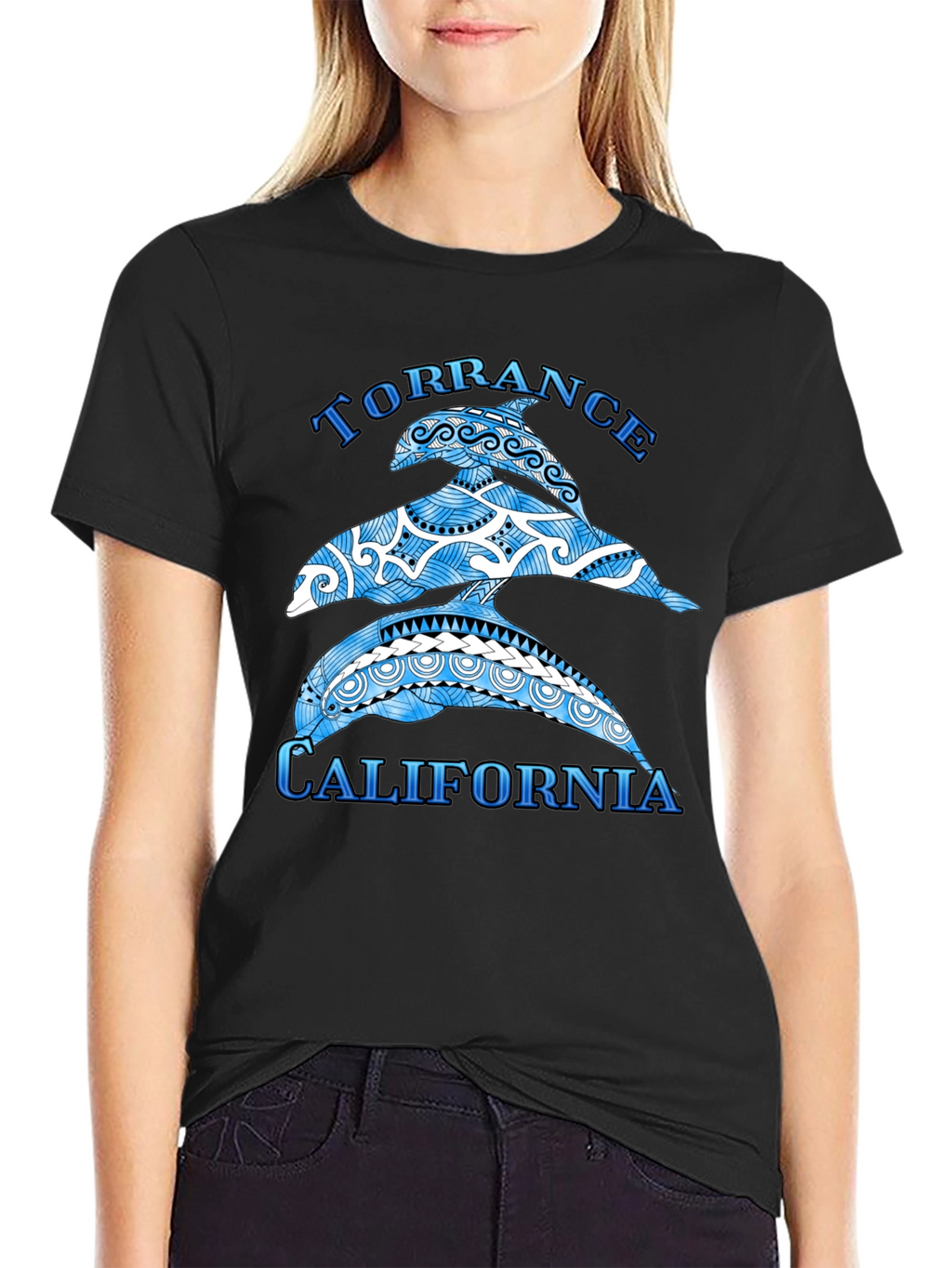 Torrance California Dolphin Black T-Shirt