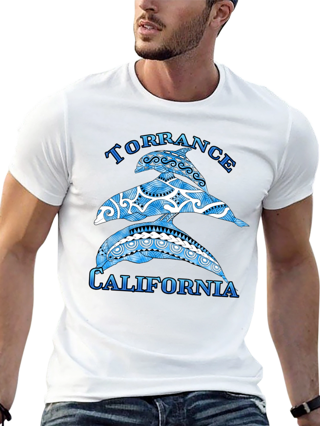 Torrance California Dolphin Black T-Shirt