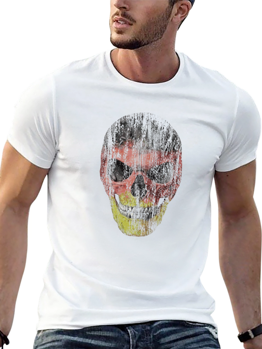 German Flag Skull Graphic T-Shirt