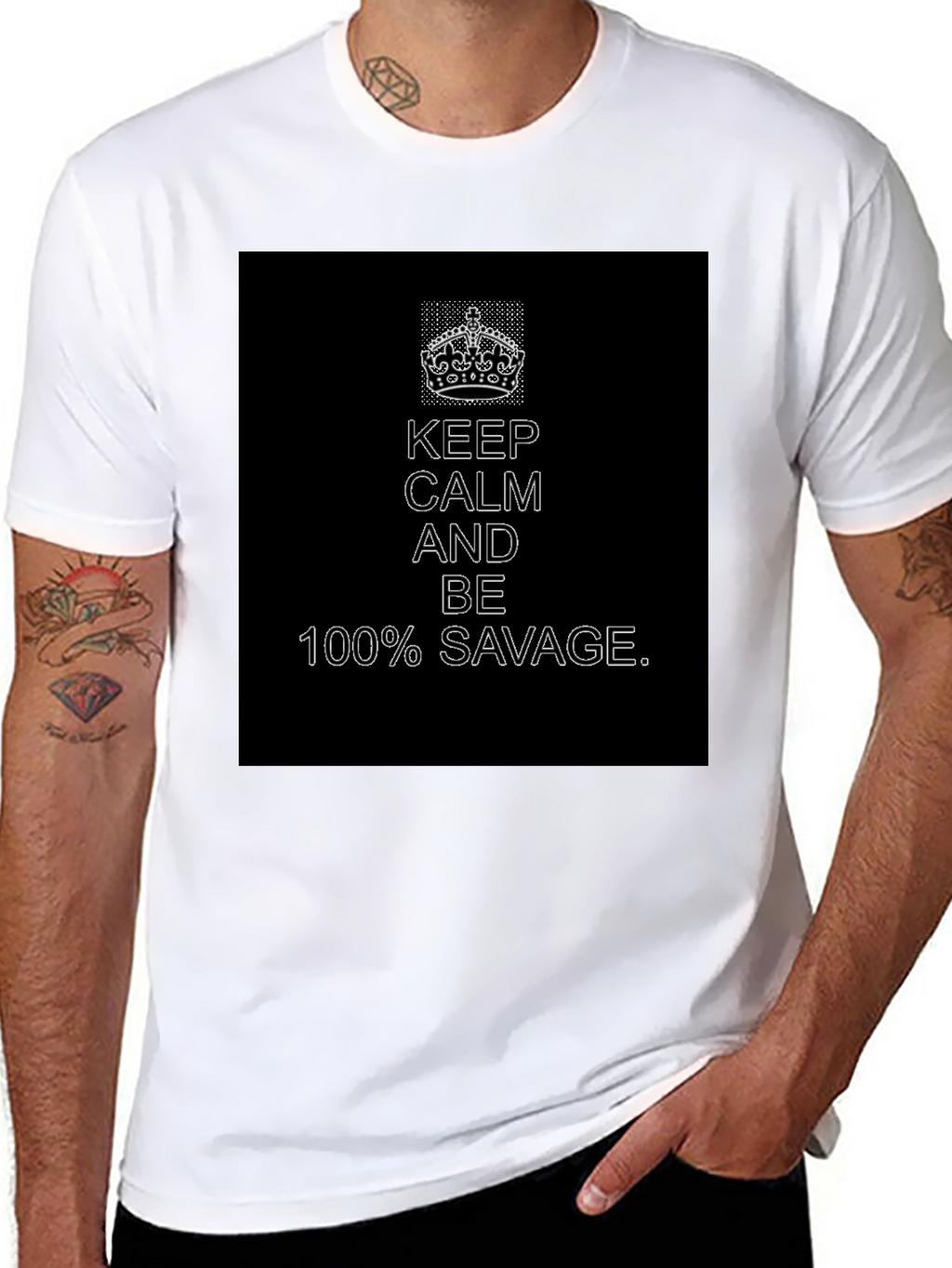 Keep Calm 100% Savage Graphic Tee - Black