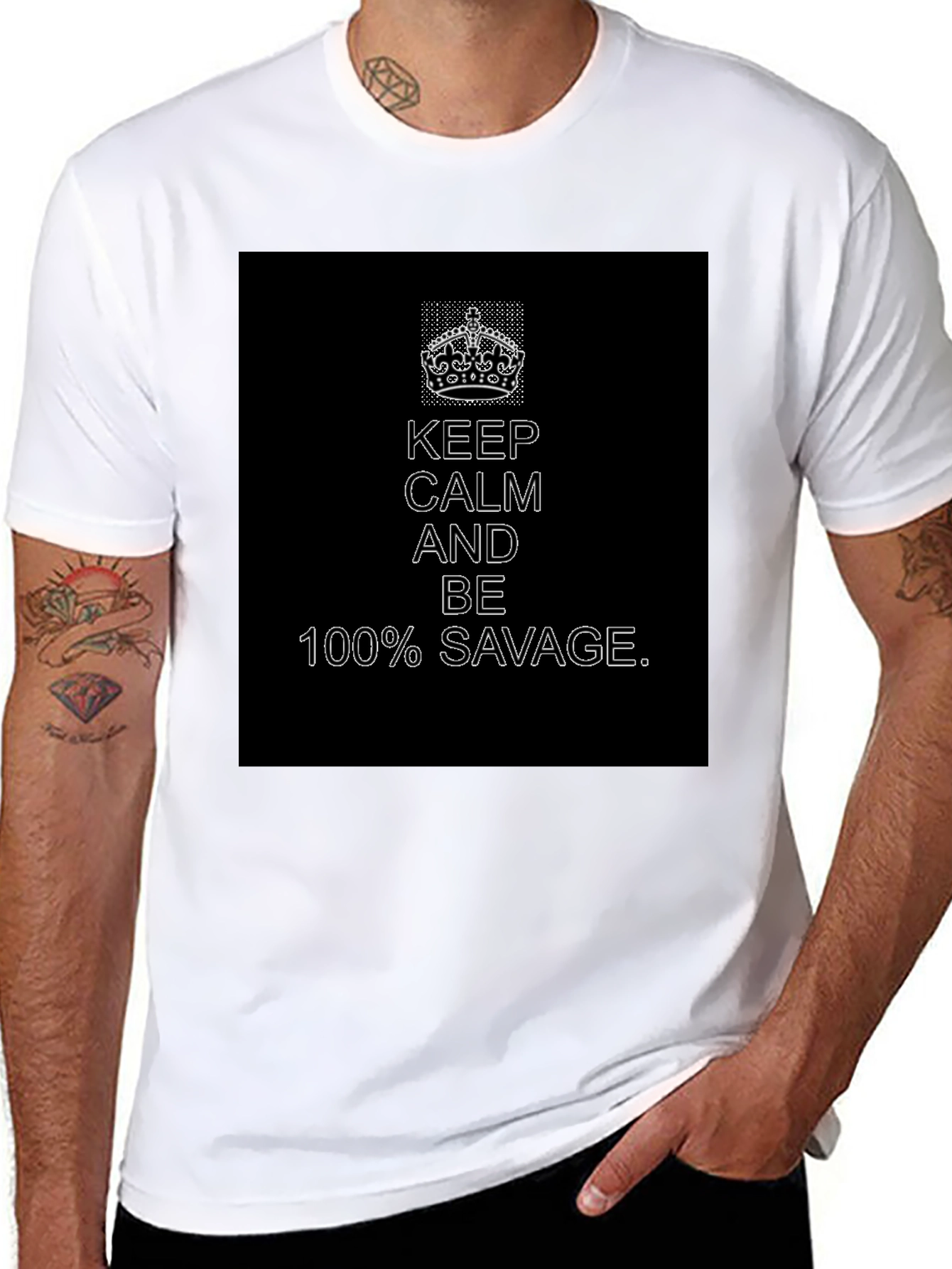 Keep Calm 100% Savage Graphic Tee - Black