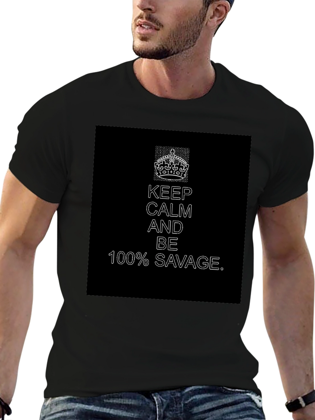 Keep Calm 100% Savage Graphic Tee - Black