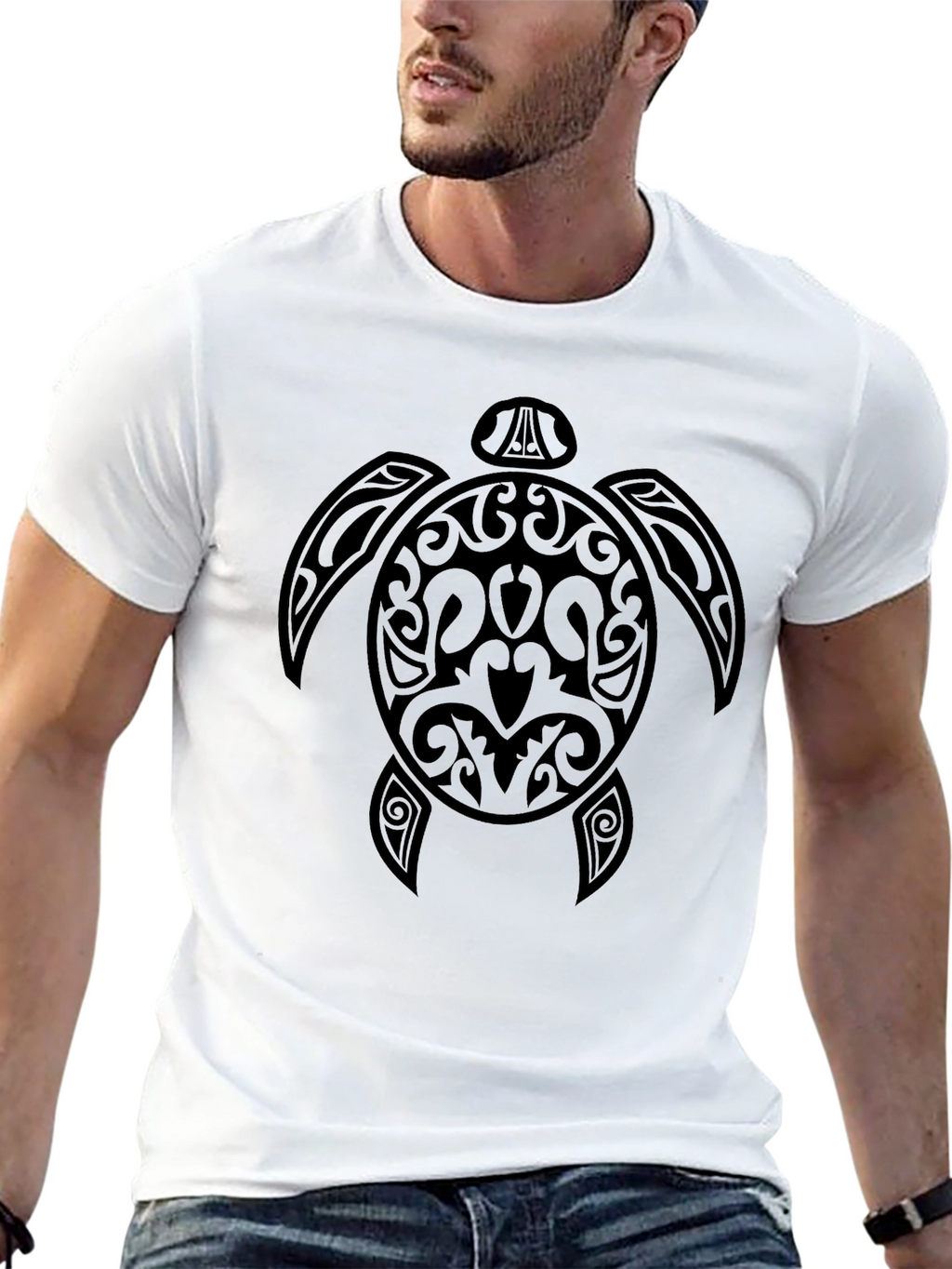 Black Tribal Turtle Graphic Tee