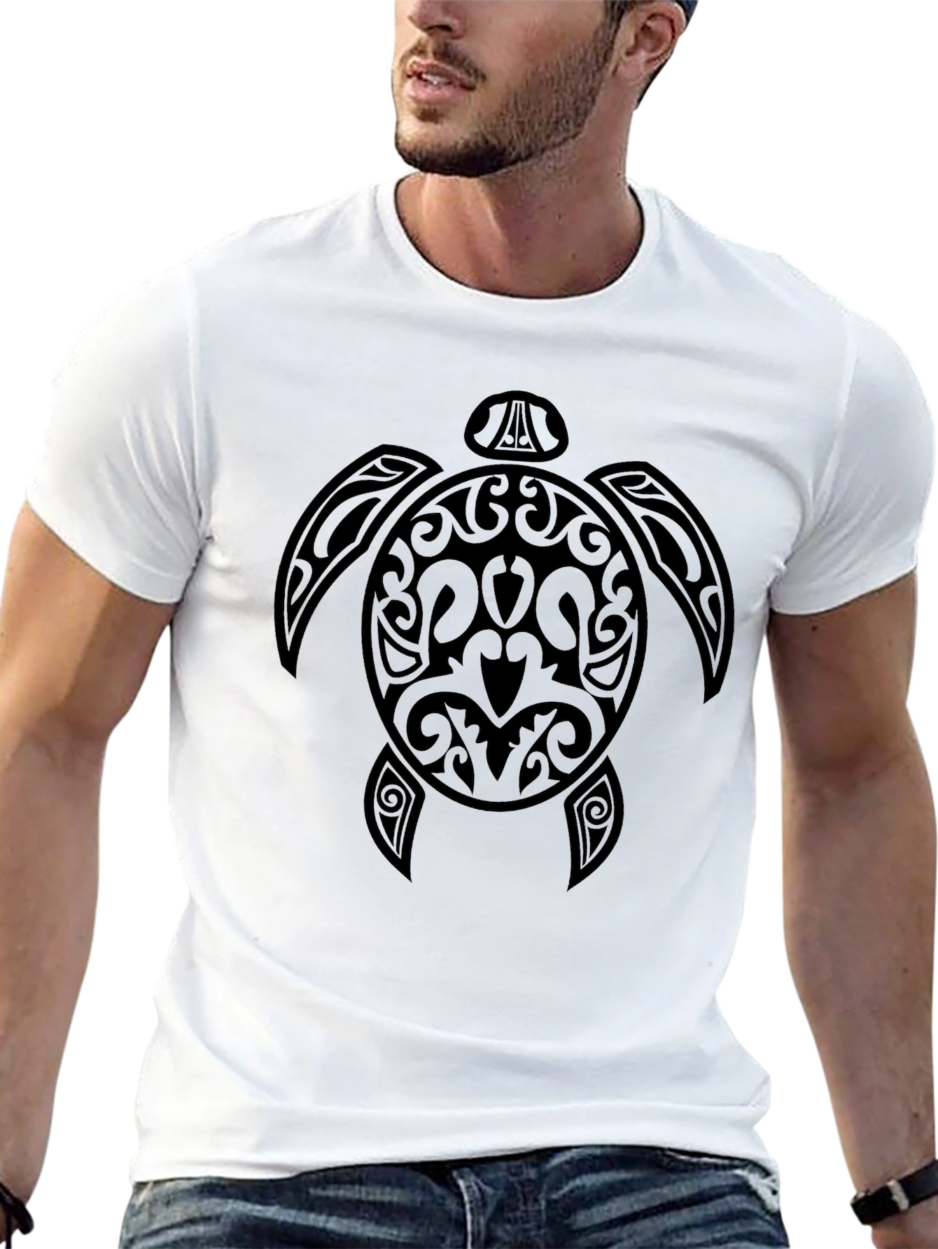 Black Tribal Turtle Graphic Tee