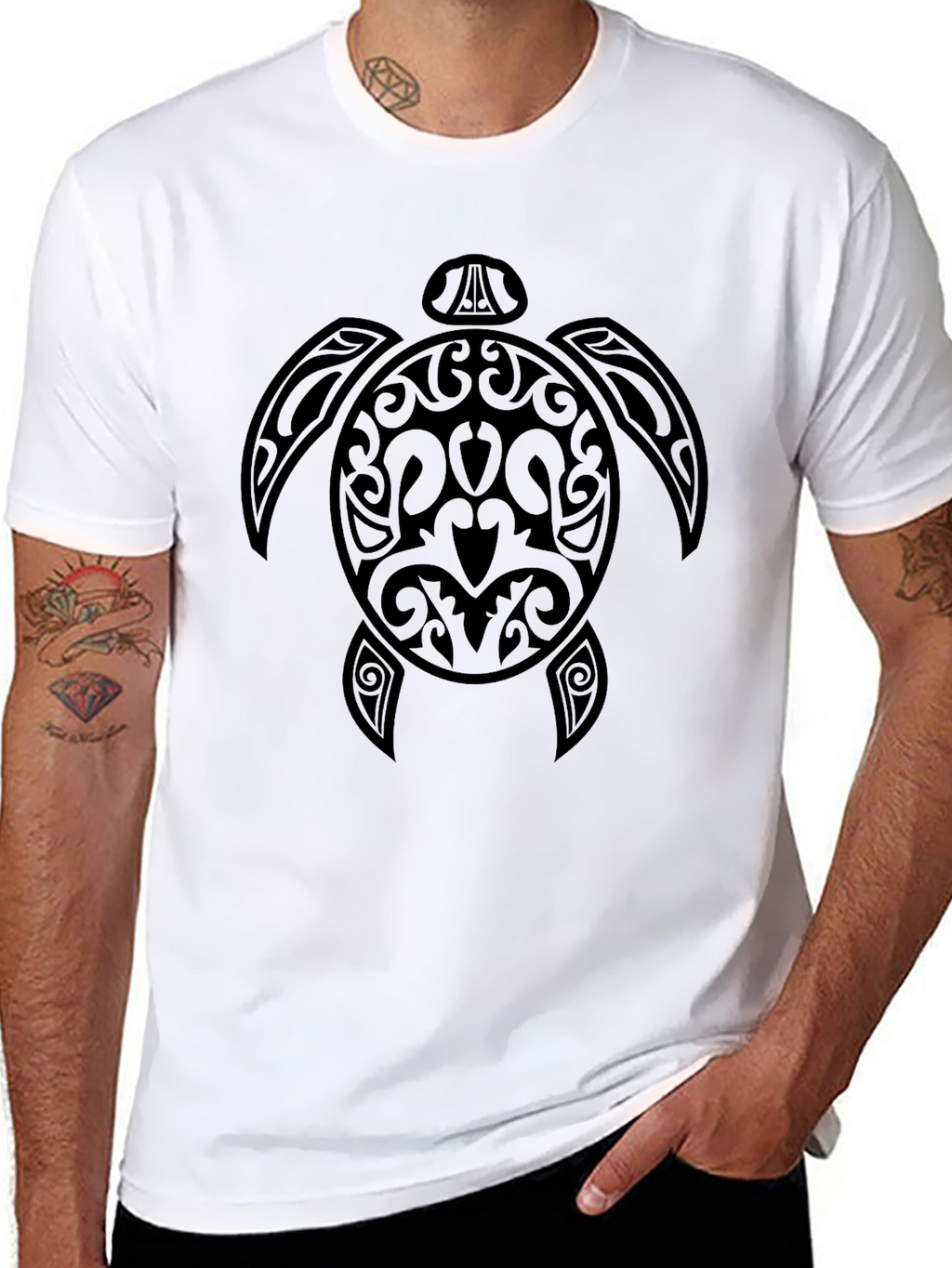 Black Tribal Turtle Graphic Tee