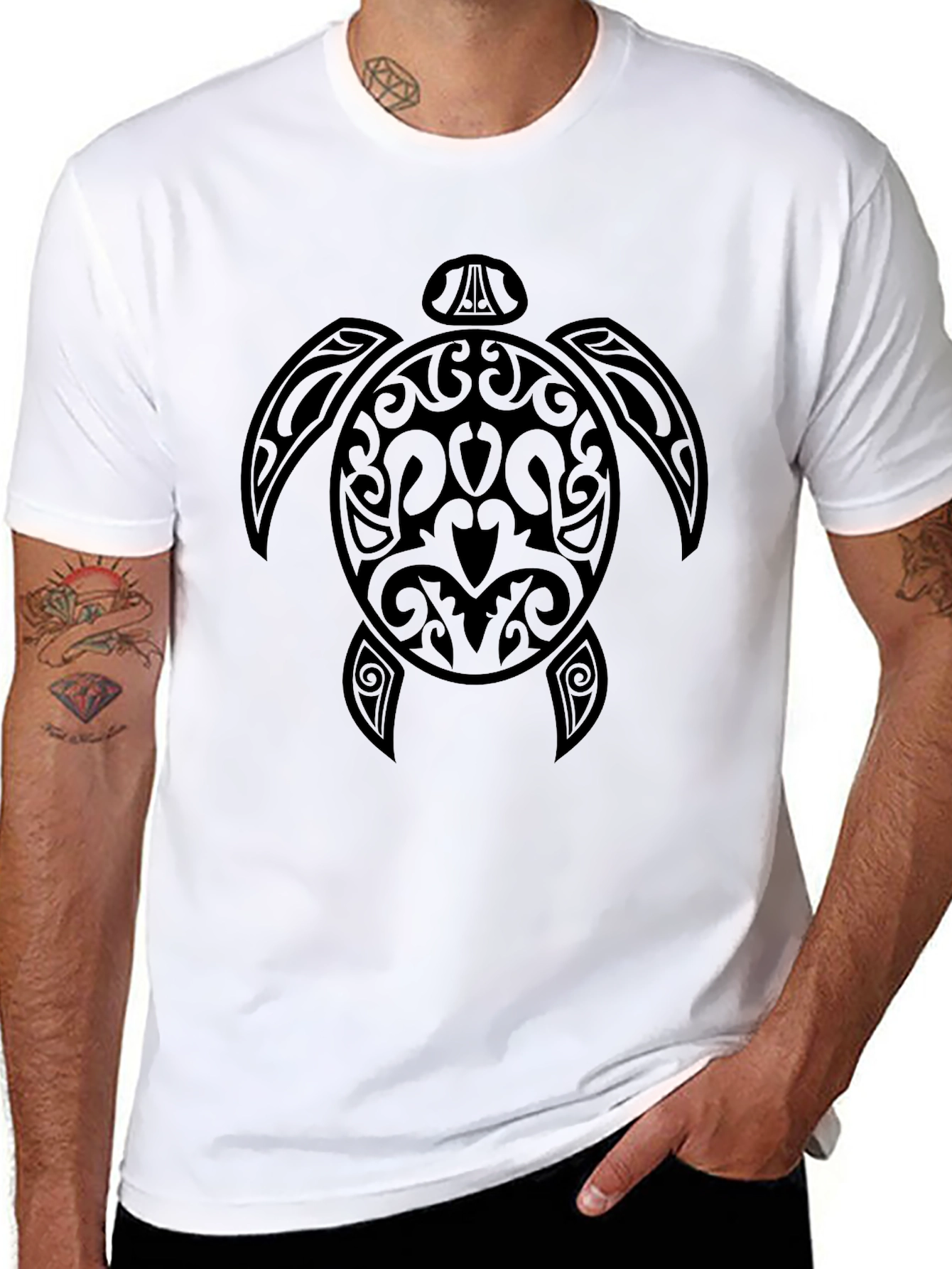Black Tribal Turtle Graphic Tee
