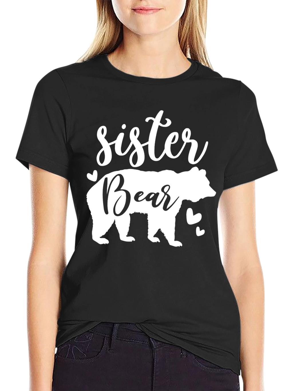 Sister Bear Graphic T-Shirt - Black