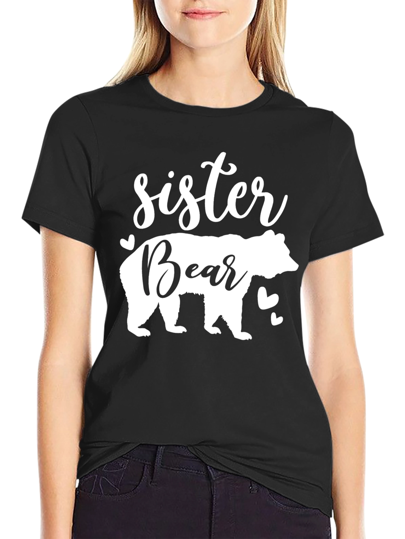 Sister Bear Graphic T-Shirt - Black