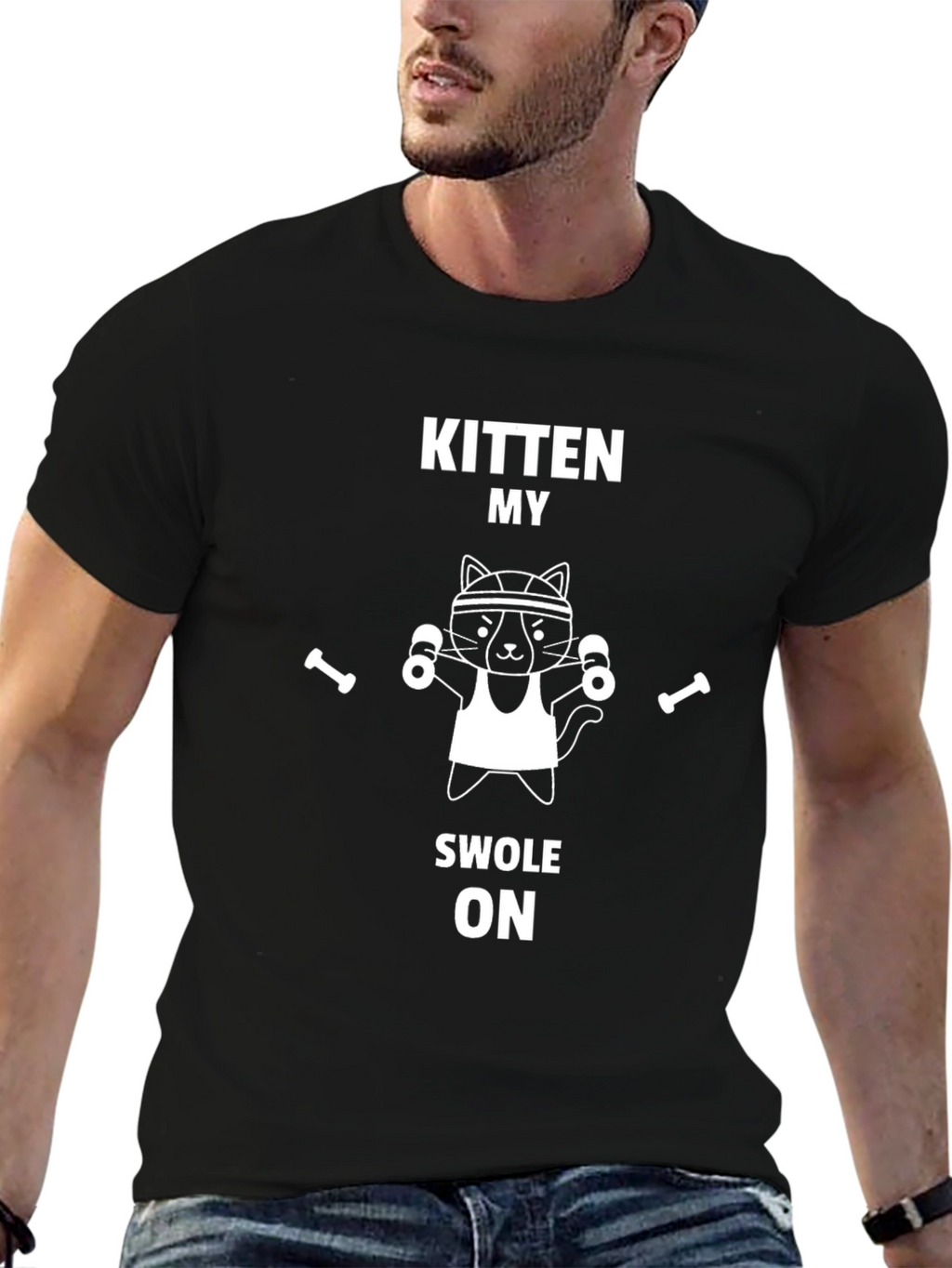 Kitten My Swolo On Black T-Shirt