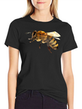 Geometric Bee Graphic Black T-Shirt