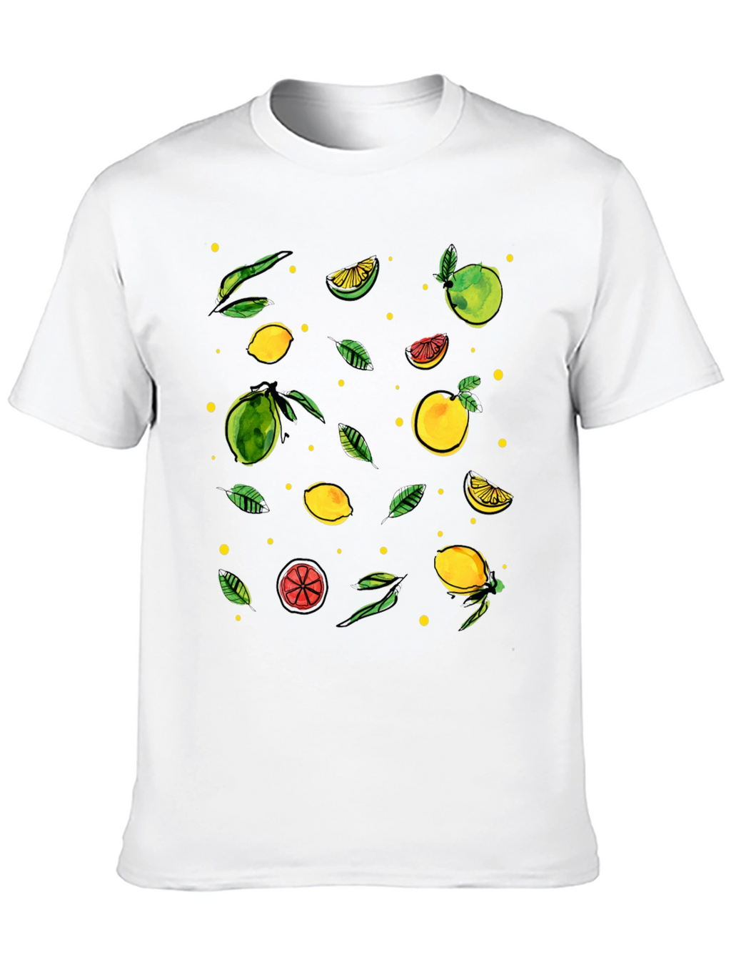 Citrus Pattern Black T-Shirt